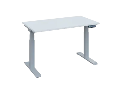 Fleximax 27-12 výškově nastavitelný stůl, kovová podnož stříbrná, deska 25 mm, široký 1200 mm, bílá